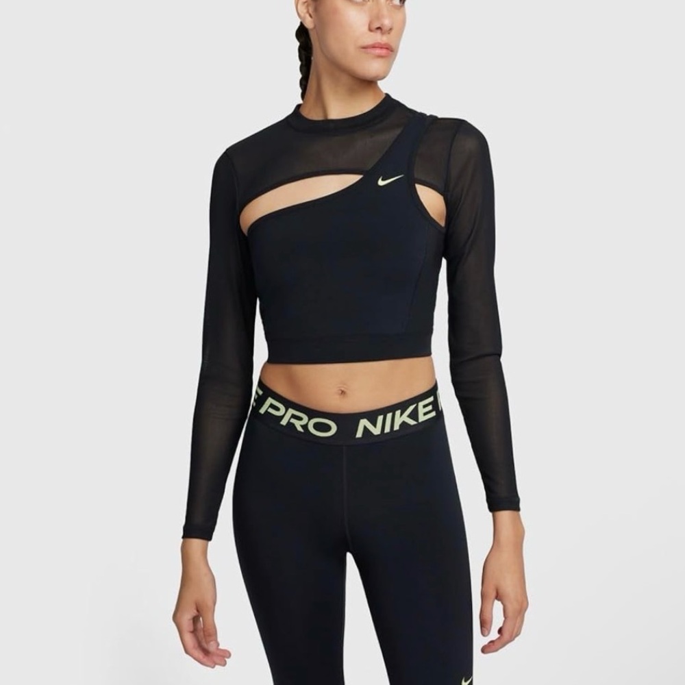 Nike Pro Training Swoosh Novelty Crop Cut Out Top